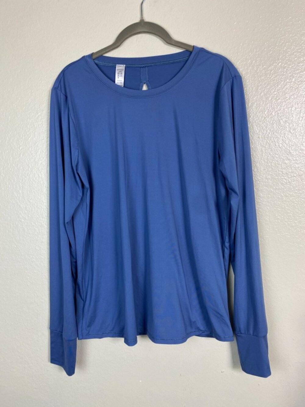 Spanx  Butter Soft Spot Wrap back Long sleeve Top Women Size Large Blue Sgtretch
